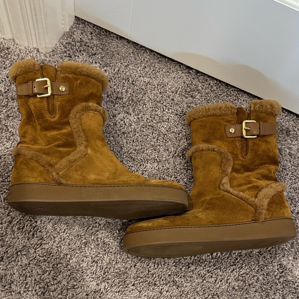 Louis Vuitton Camel Suede Fur-Lined Boots Limited Edition